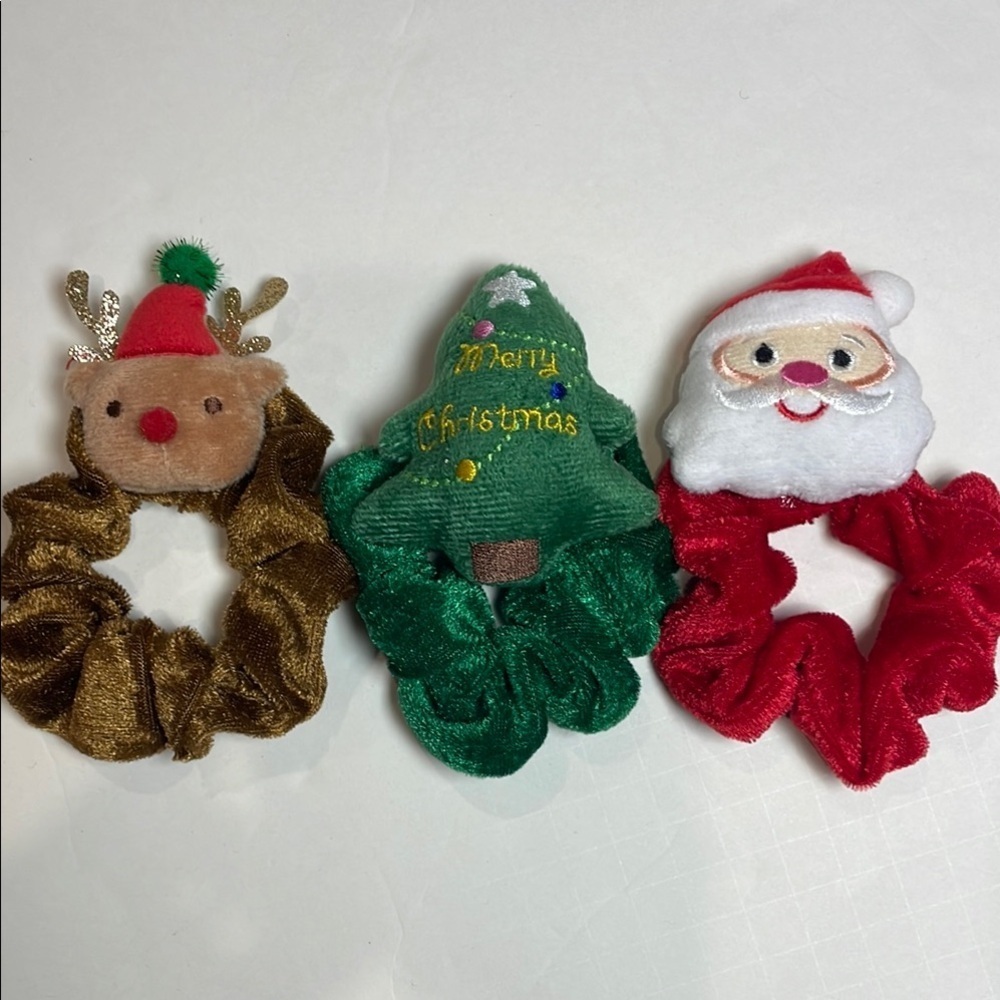 Festive Christmas Hair Scrunchies Accessories Set of 3